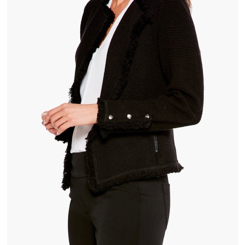 NIC+ZOE Nordstrom’s Textured Black Fringe Jacket Cardigan - Large